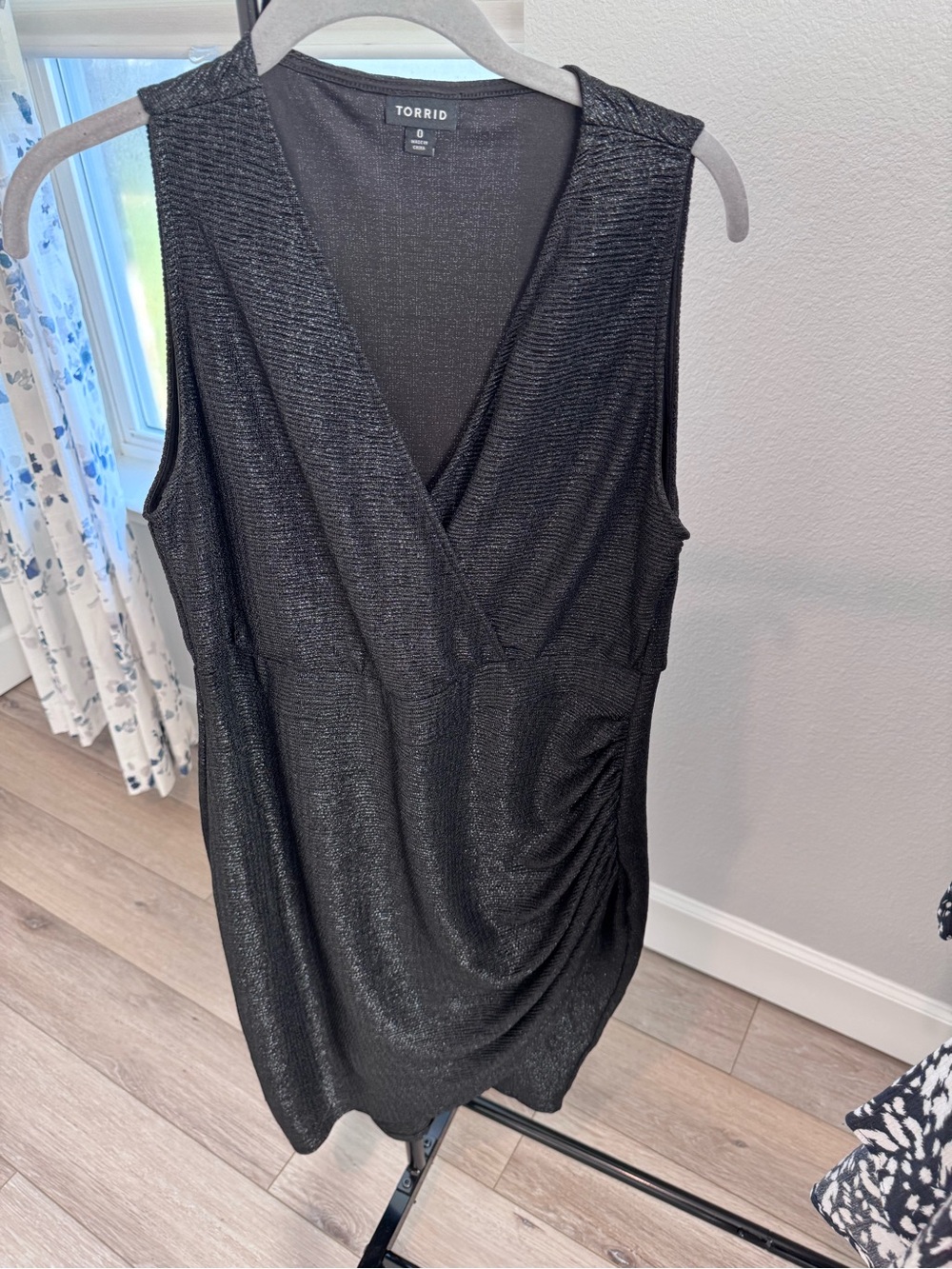 torrid Black Metallic Surplice Drape Tank